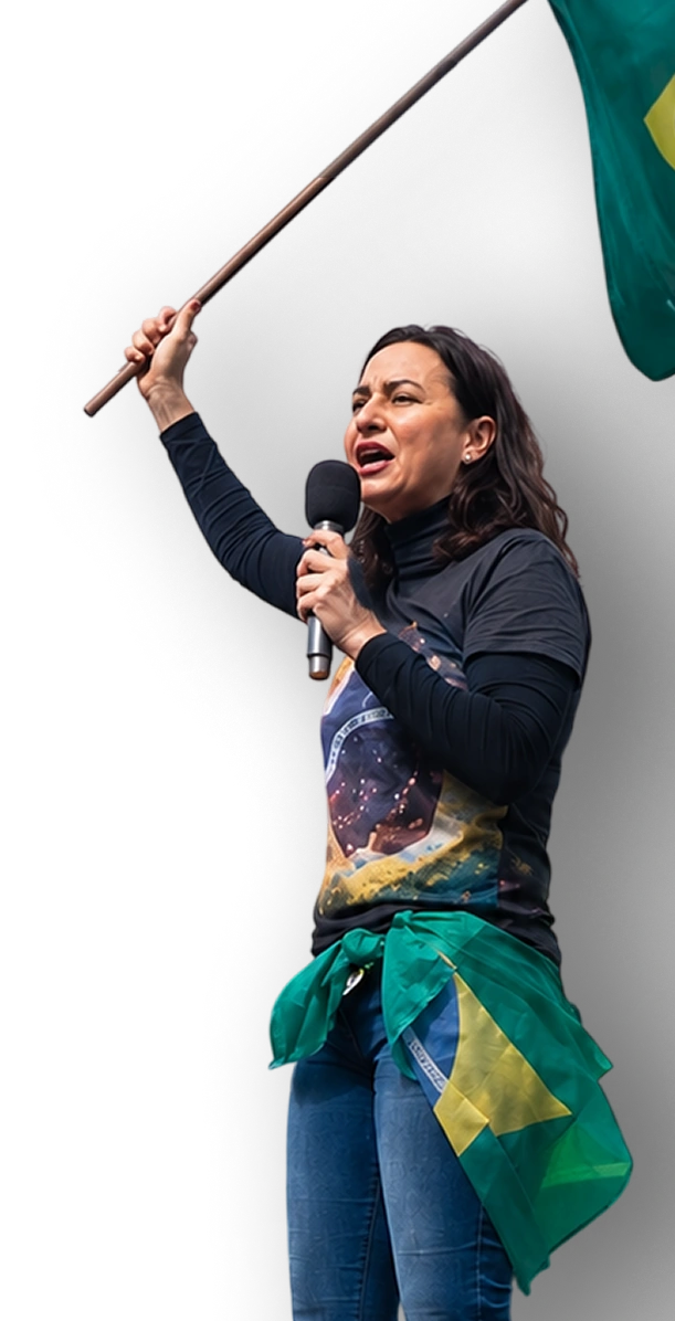Emilia Frare discursando em evento